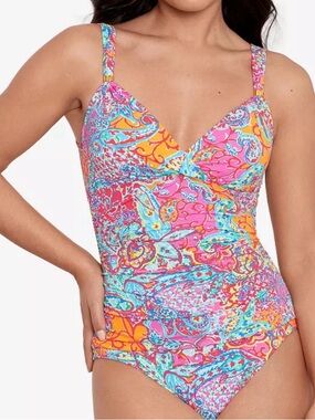 Lauren Ralph Lauren Woman’s 12 Bright Colorful One-Piece V-Neck Swimsuit NWT